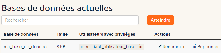 Bases de données sur le cPanel