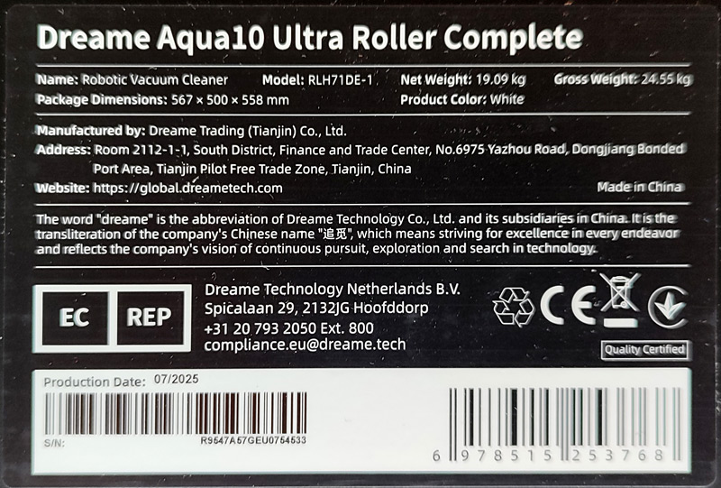 Étiquette sur le dessus de la boîte