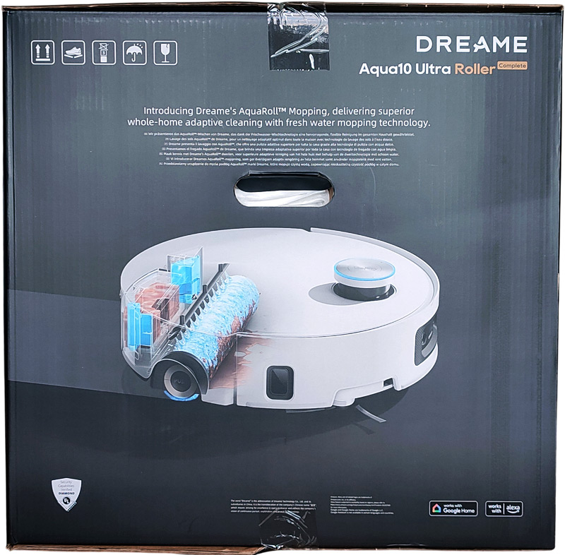 Autre côté de la boîte interne du Dreame Aqua 10 Ultra Roller Complete