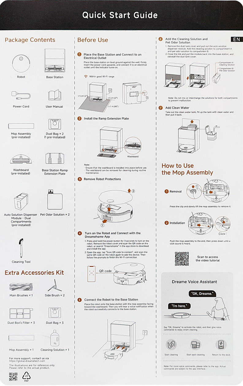 Guide de démarrage rapide du Dreame Aqua 10 Ultra Roller Complete