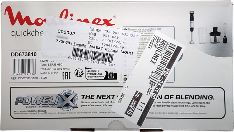 Dessus de la boîte du Quickchef 3 en 1 1000 W DD673810