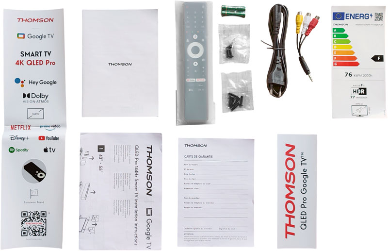 Notice, télécommande et câbles