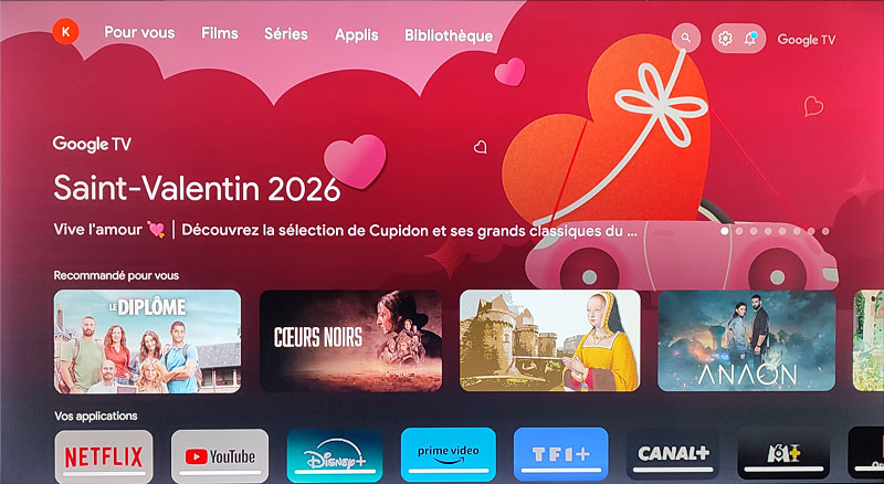 Accueil Google TV complet