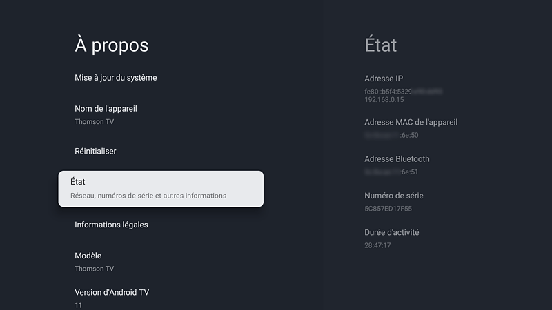 Récupération de l'adresse IP de la TV