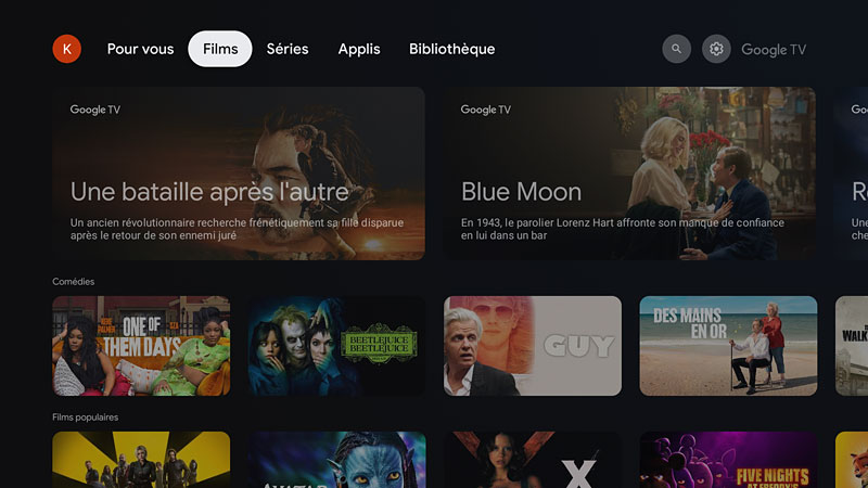 Android TV - Onglet films