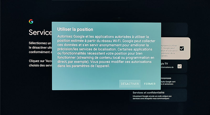 Demande d'autorisation d'accès à la position