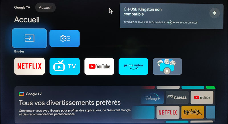 Clé USB non supportée