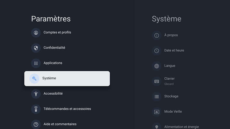 Paramètres - Système