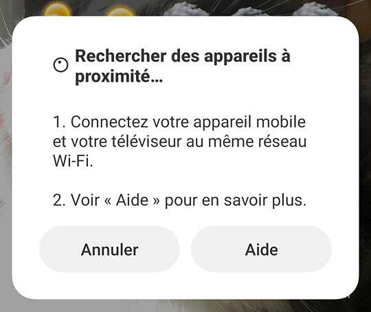 Mode Diffuser - Recherche des appareils à proximité