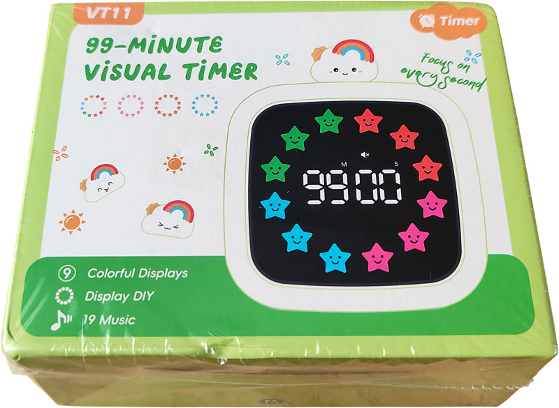 Boîte du minuteur visuel Yunbaoit VT11 dans son film plastique