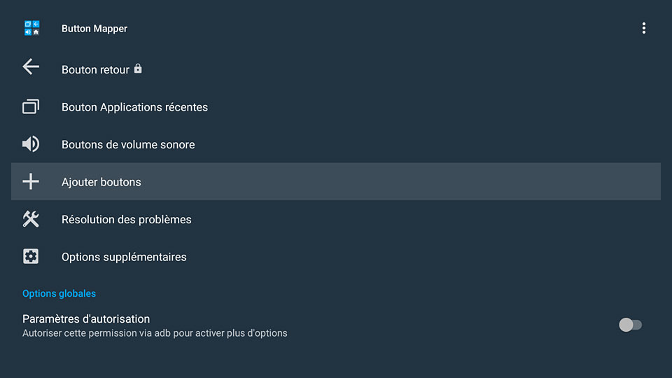 Ajout de boutons sous Button mapper