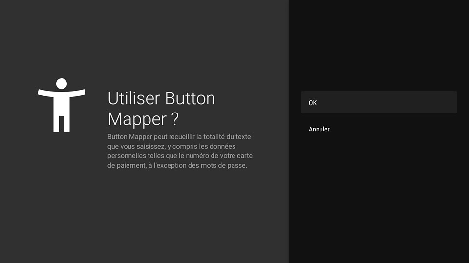 Validation de Button mapper comme service d'accessibilité confirmation