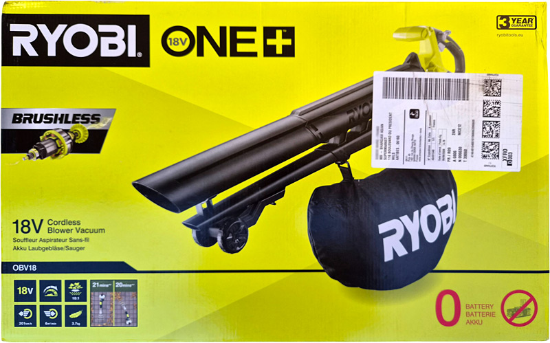 Arrière de la boîte du souffleur aspiro-broyeur Ryobi OBV18