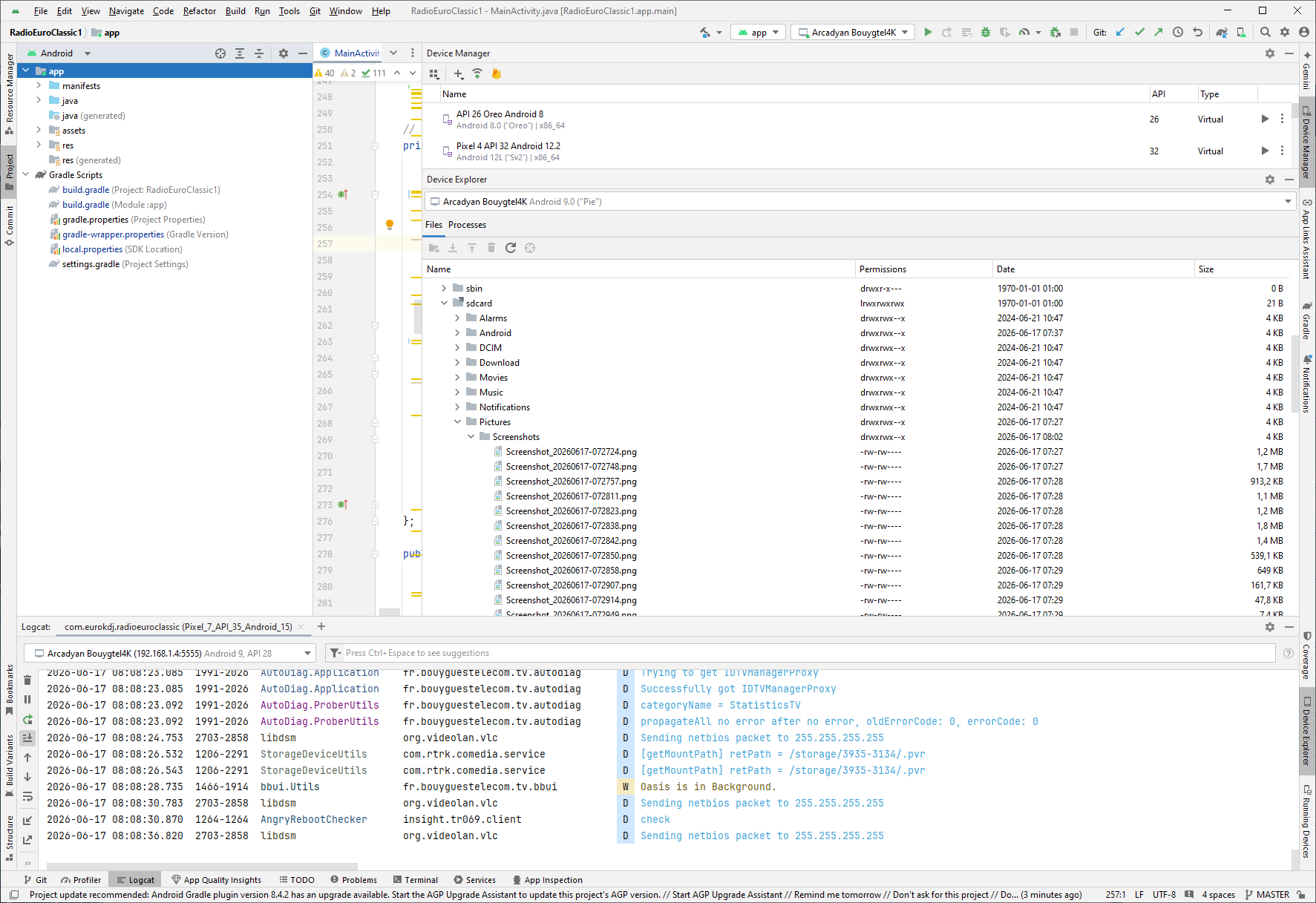 Accès au décodeur via Android studio