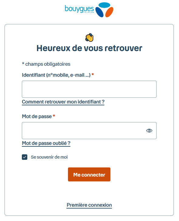 Formulaire de login de l'espace client