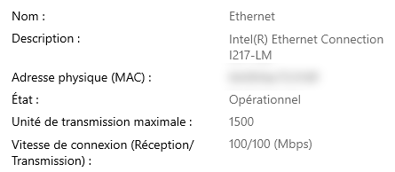 Début de la carte réseau du Dell Precision 5810