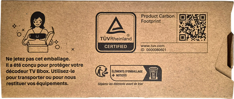 Côté court de la boîte du décodeur TV 4K
