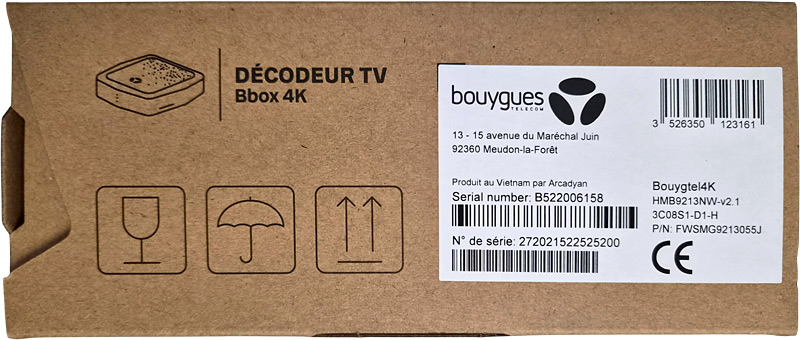 Coté court de la boîte du décodeur TV 4K