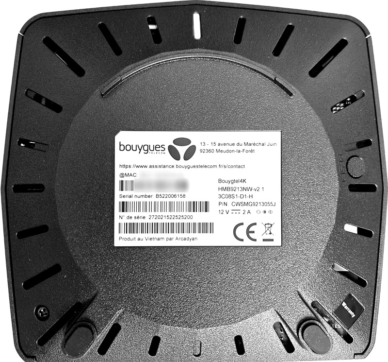 Dessous du décodeur TV 4K