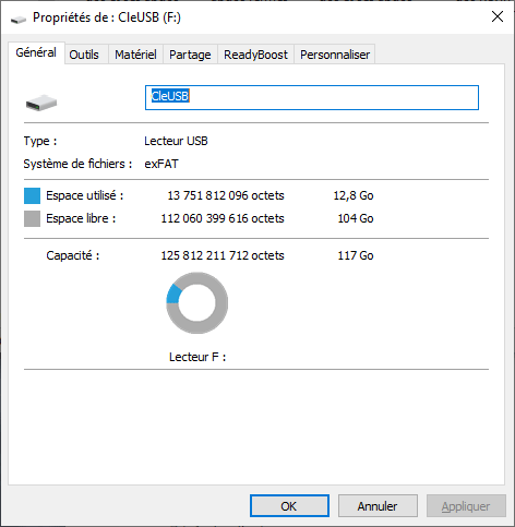 Format de fichier de la clé USB formatée par le décodeur
