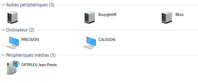 Liste des PC sur le réseau