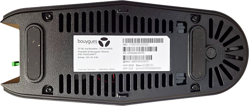Modem routeur Bbox 6 wifi dessous