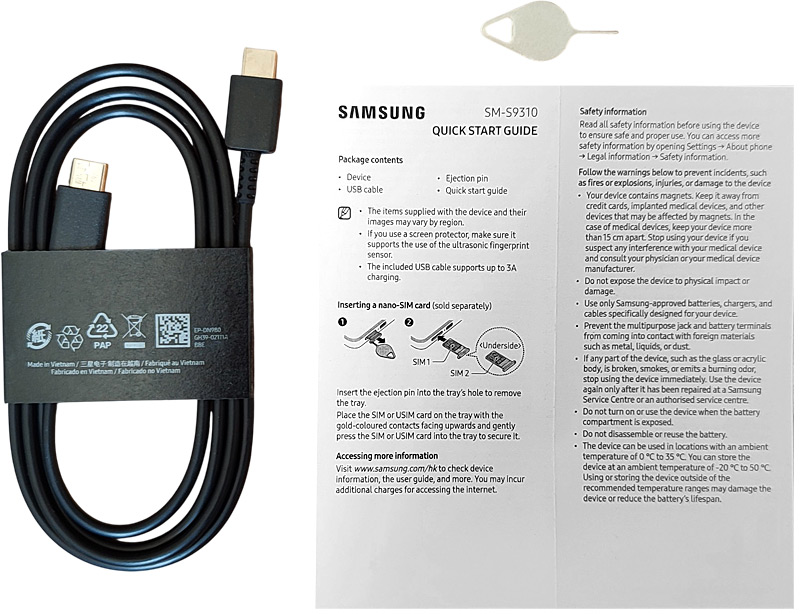 Accessoires fournis avec le Samsung Galaxy S25