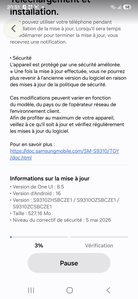 Préparation de la mise à jour