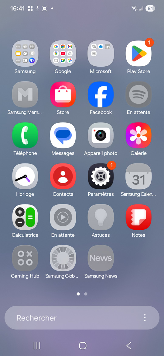 Samsung Galaxy S25 - Applications installées par défaut