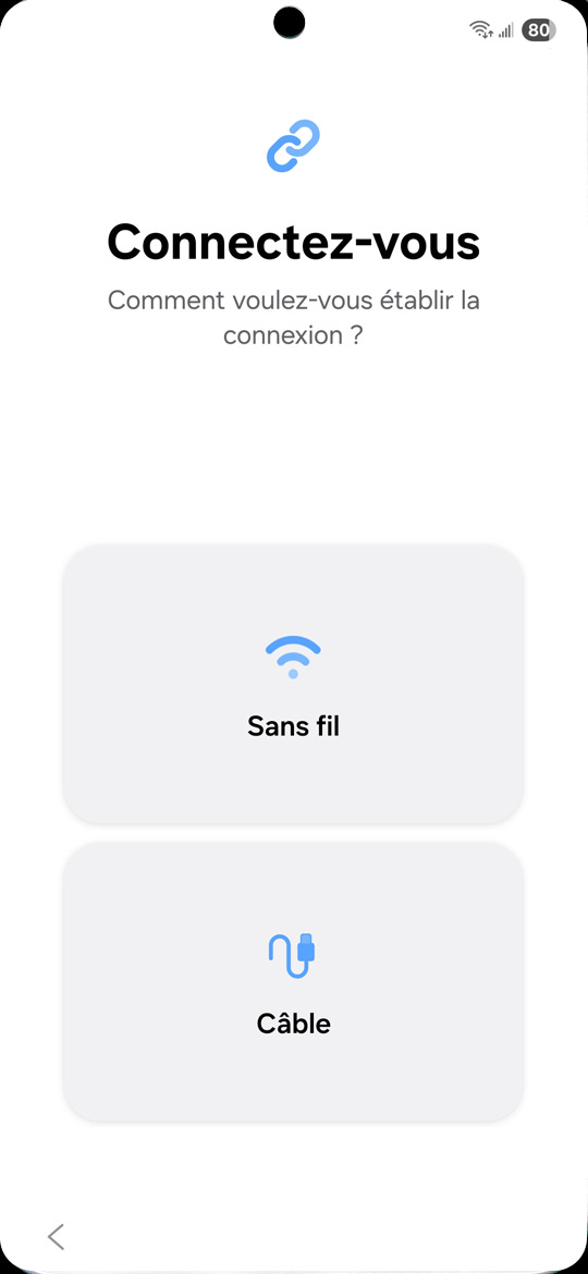Démarrage du Samsung Galaxy S25 - Smart Switch établir connexion