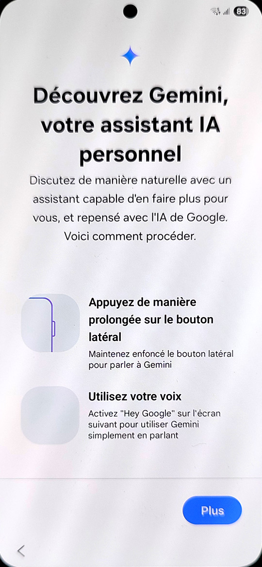 Démarrage du Samsung Galaxy S25 - Gemini