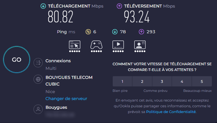 Speedtest avec Bouygues