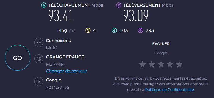 Speedtest avec Orange