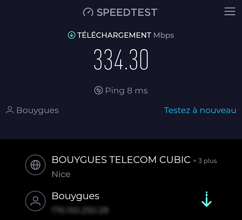 Speedtest en wifi sur un smartphone