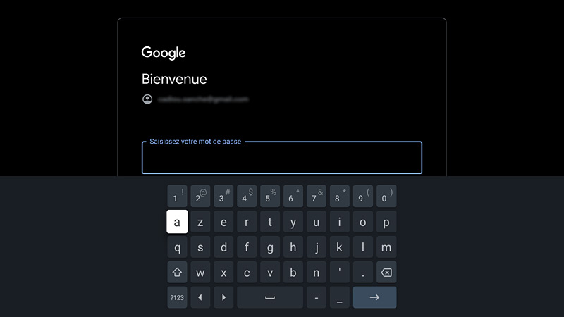 Connexion au compte Google - Champ mot de passe