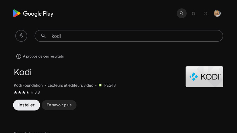 Google play sur la Bbox - Recherche de Kodi