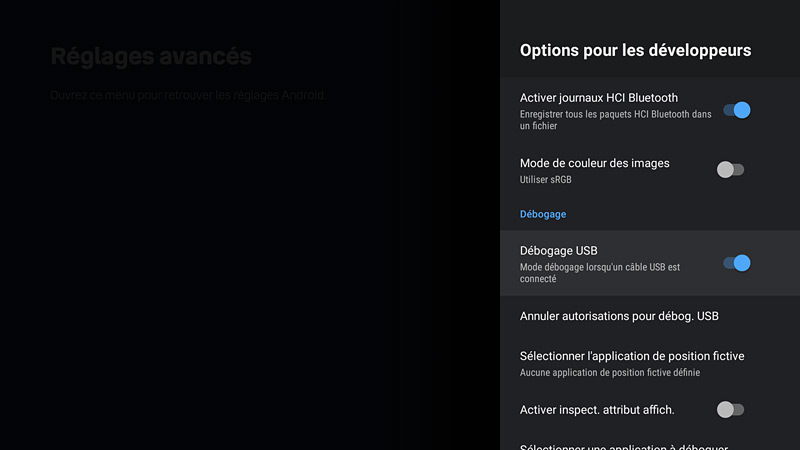 Débogage USB activé sur la Bbox 4k