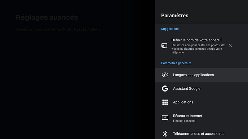 Bbox TV paramètres Android TV