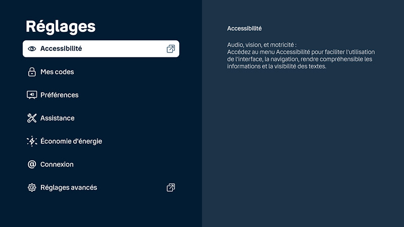 Bbox TV réglages accessibilité