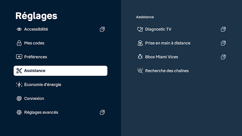 Bbox TV réglages assistance