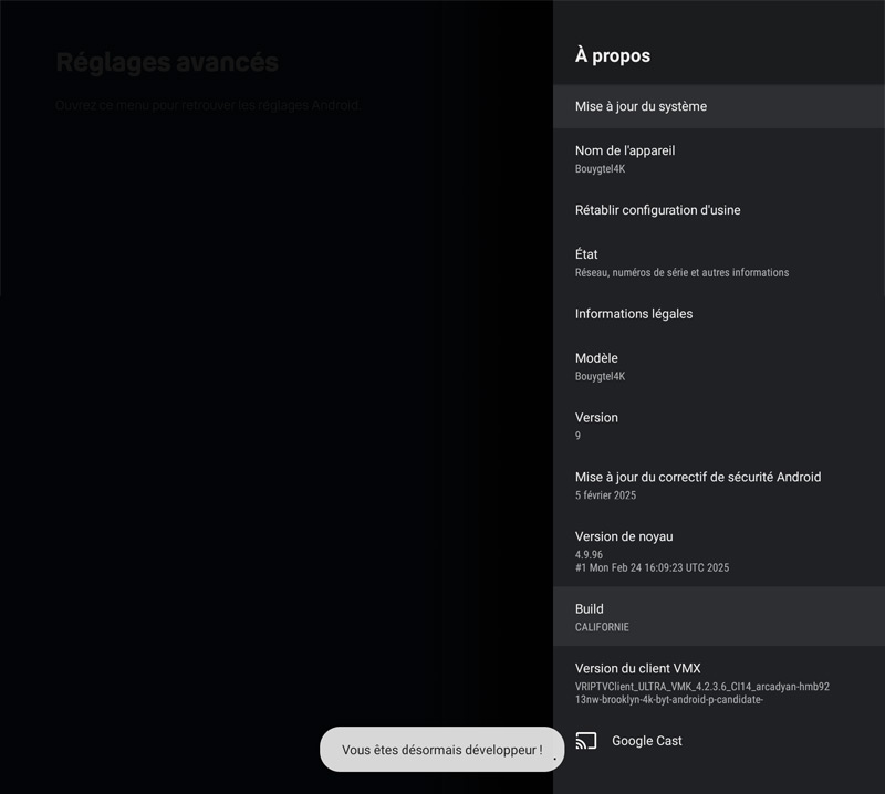 Activer le mode développeur sur la Bbox TV 4k