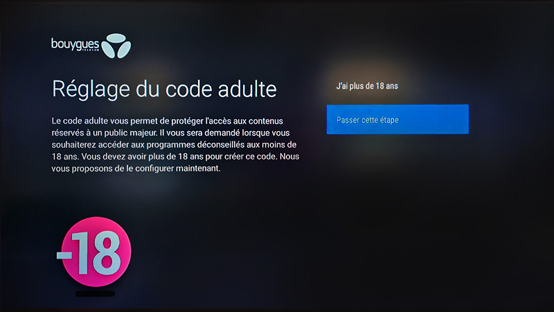 Installation de la Bbox TV 4K - Code adulte