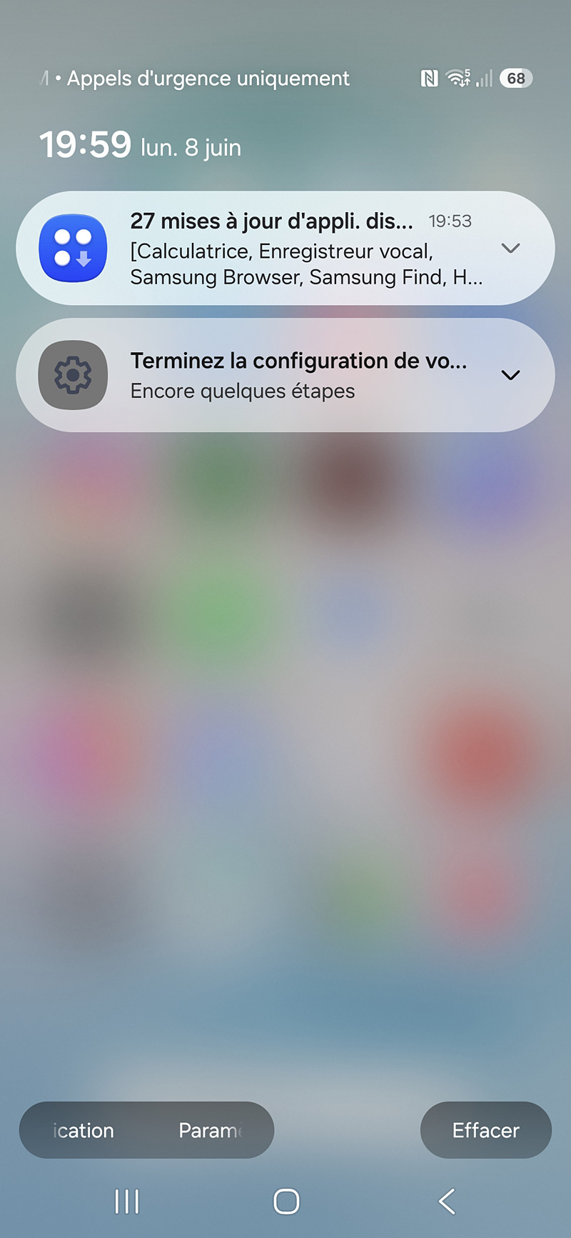 Samsung Galaxy S26 - Volet supérieur des notifications