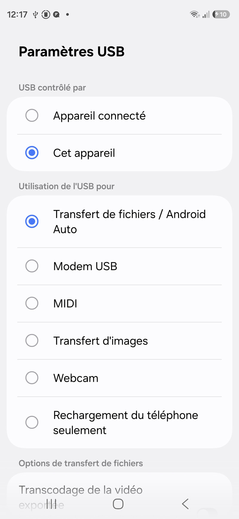 Samsung Galaxy S26 - Connexion USB à un PC