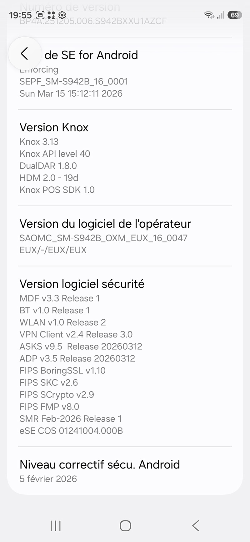 Samsung Galaxy S26 - Version du logiciel
