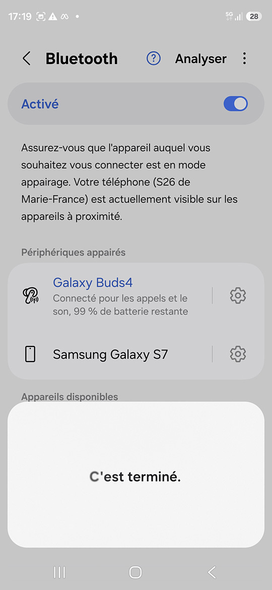 Galaxy Buds4 sur le S26 - Appairage terminé