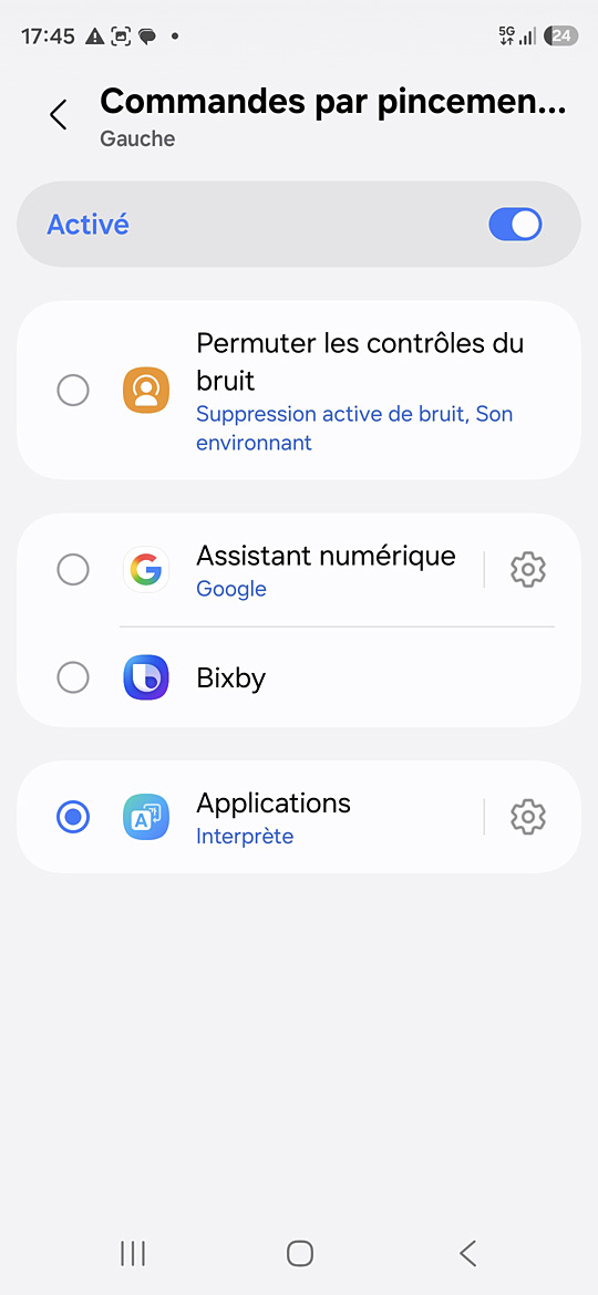 Galaxy Buds4 sur le S26 - Association du pincement prolongé