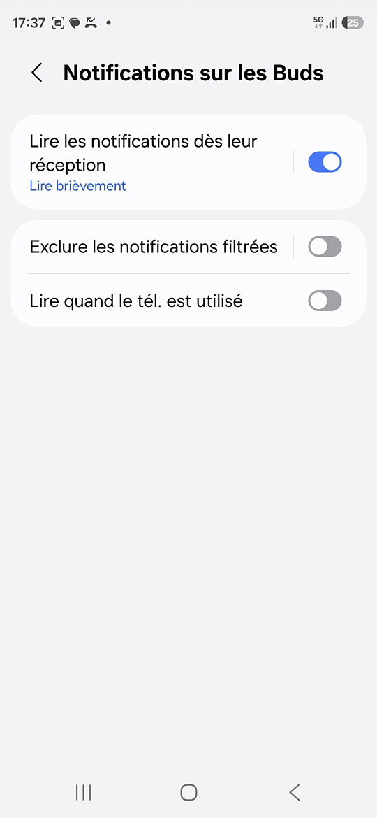 Galaxy Buds4 sur le S26 - Lecture des notifications