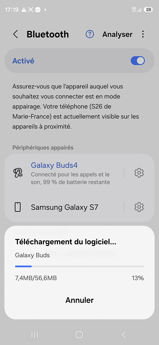 Galaxy Buds4 sur le S26 - Mise à jour de l'appli
