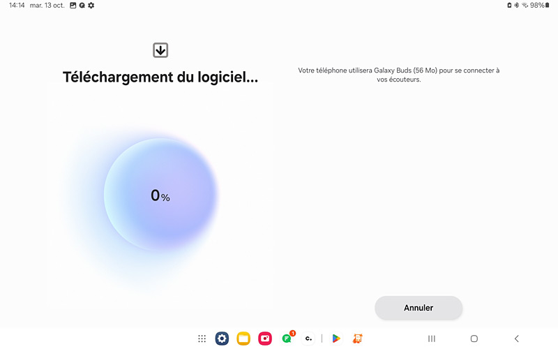 Galaxy buds4 sur Galaxy tab A8 - Appli Wearable télécharge l'appli buds